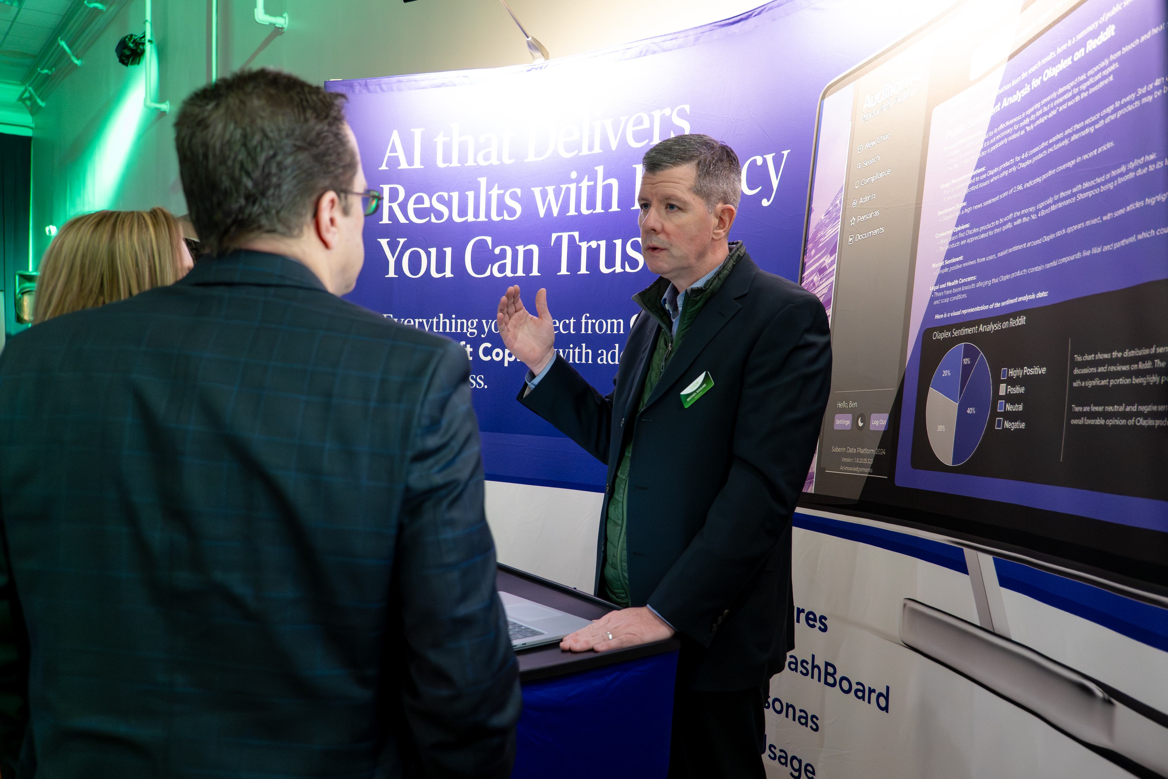 Saberin Group representative Michael Maguire extolling the virtues of Audition Ai.